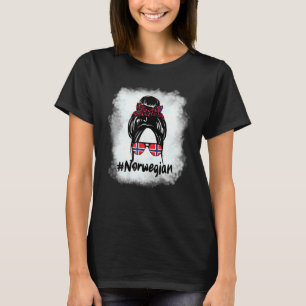 Womens Norway Pride Norwegian Flag Glasses Messy B T-Shirt