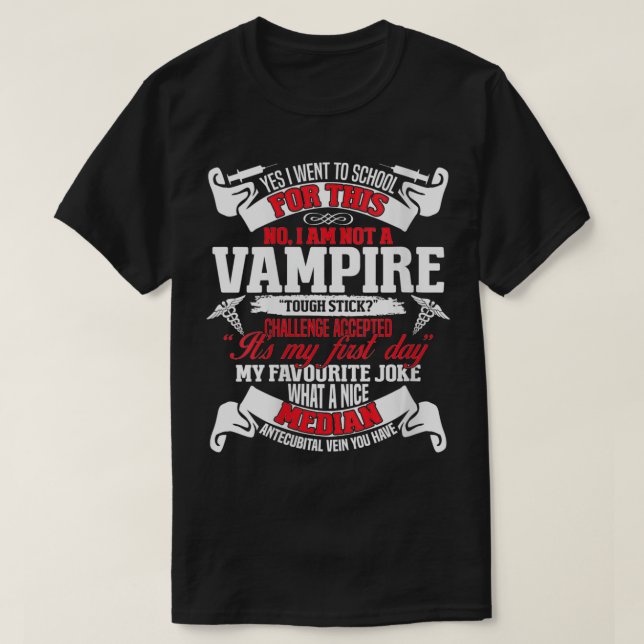 Womens Not A Vampire Funny Phlebotomy Technician P T-Shirt (Design Front)