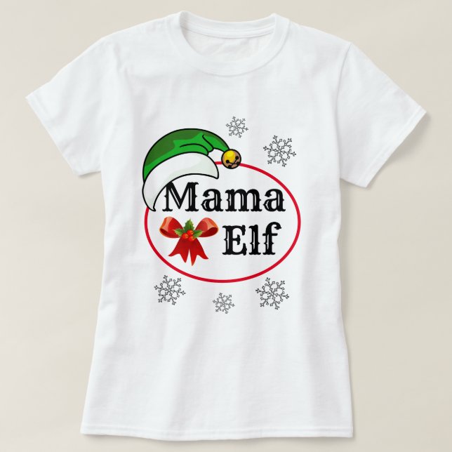 Women's Novelty Christmas MAMA ELF  COSTUME T-Shir T-Shirt (Design Front)