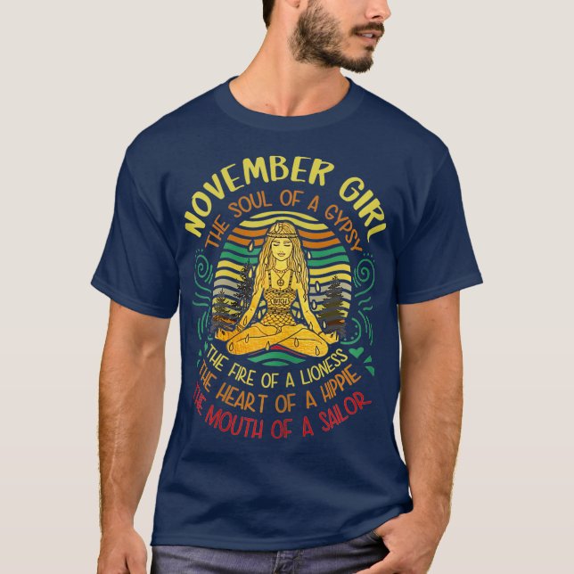 Womens November Girl The Soul of A Gypsy Yoga T-Shirt (Front)