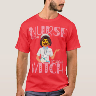 Womens Nurse By Day Witch By Night, Funny Hallowee T-Shirt