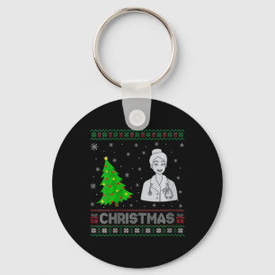 Womens Nurse Practitioner Xmas Tree Lighting Ugly Key Ring