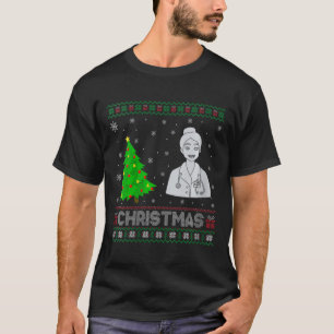 Womens Nurse Practitioner Xmas Tree Lighting Ugly T-Shirt