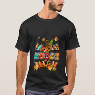 Womens Nurse Pumpkin Leopard Nurse Thankful Gratef T-Shirt