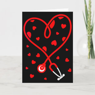 Womens Nurse Stethoscope Heart Valentines Day Nurs Card