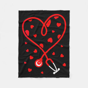 Womens Nurse Stethoscope Heart Valentines Day Nurs Fleece Blanket