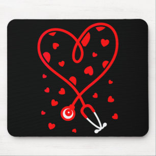 Womens Nurse Stethoscope Heart Valentines Day Nurs Mouse Pad