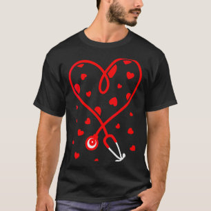 Womens Nurse Stethoscope Heart Valentines Day Nurs T-Shirt