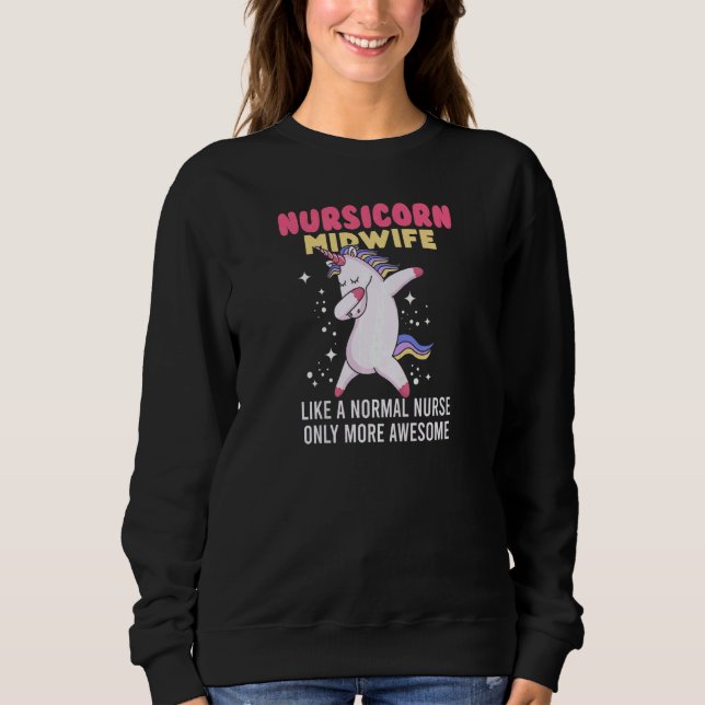 Womens  Nursicorn Midwife Dabbing Unicorn Midwife Sweatshirt (Front)