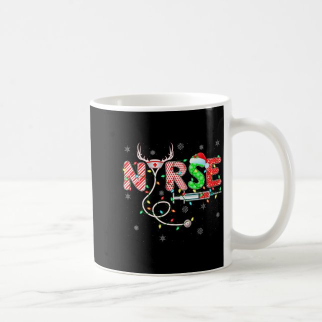 Womens Nursing Stethoscope Reindeer Nurse Hat Funn Coffee Mug (Right)