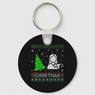 Womens Ob Nurse Xmas Tree Lighting Ugly Christmas Key Ring