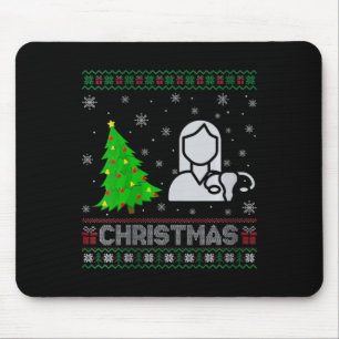 Womens Ob Nurse Xmas Tree Lighting Ugly Christmas  Mouse Pad