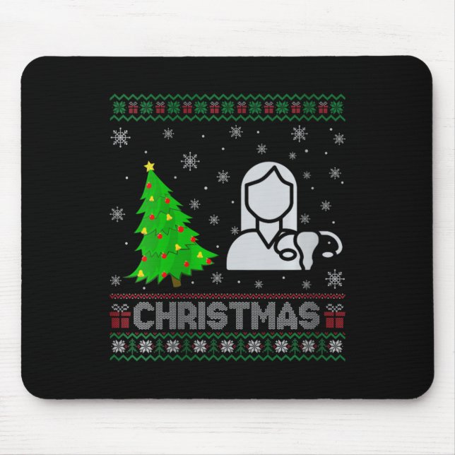 Womens Ob Nurse Xmas Tree Lighting Ugly Christmas  Mouse Pad (Front)