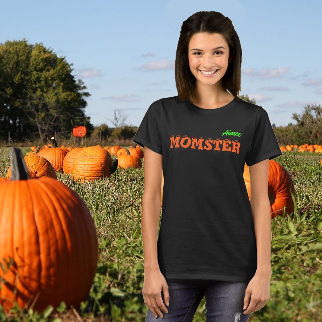 Women's October Cute Halloween Momster Black T-Shirt (Creator Uploaded)