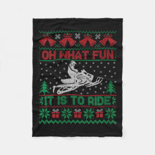 Womens Oh What Fun It Is To Ride Snowmobile Ugly C Fleece Blanket