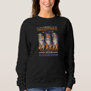 Womens Old Woman With Australian Shepherd Aussie M Sweatshirt