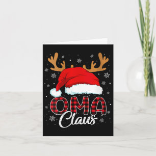Womens Oma Claus Santa Hat Reindeer Red Plaid Matc Card