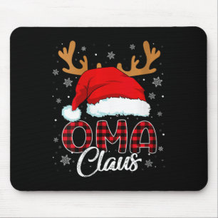 Womens Oma Claus Santa Hat Reindeer Red Plaid Matc Mouse Pad