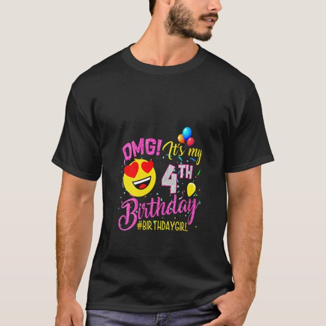 Womens Omg It's My 4th Birthday Girl  4 Years Old  T-Shirt (Front)