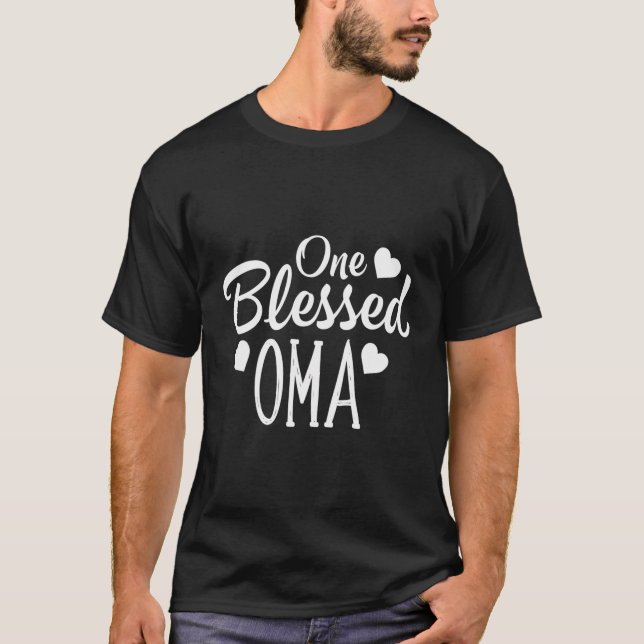 Womens One Blessed Oma Heart Grandma Grandmother G T-Shirt (Front)