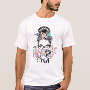 Womens One Hoppy CMA Messy Bun Easter Matching T-Shirt