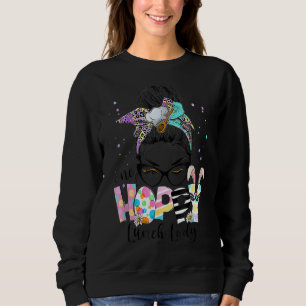 Womens One Hoppy Lunch Lady Cafeteria Staff Easter Sweatshirt