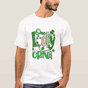 Womens One Lucky CRNA Nurse Shamrock Stethoscope S T-Shirt