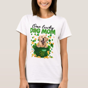 Womens One Lucky Dog Mama Golden Retriever Mom T-Shirt
