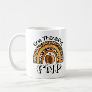 Womens One Thankful FNP Nurse Thanksgiving Rainbow Coffee Mug