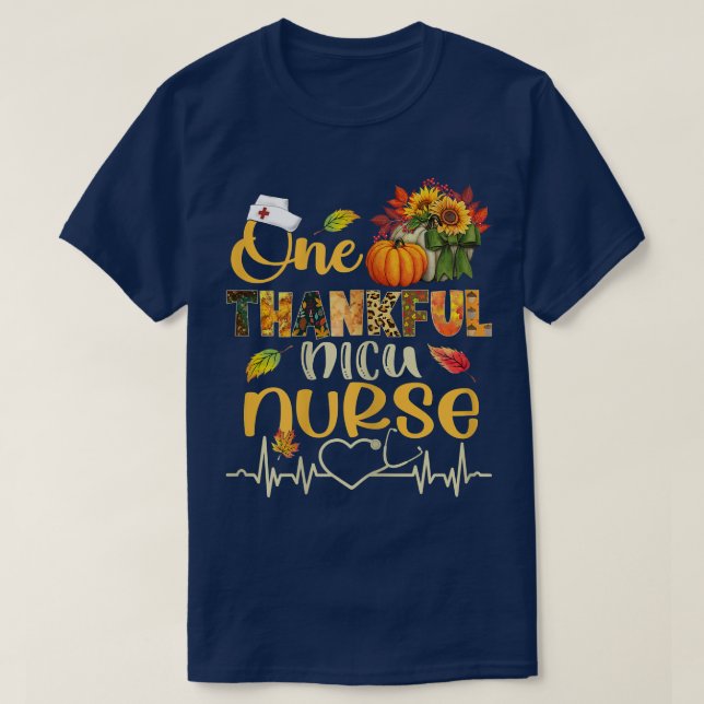 Womens One Thankful Nicu Nurse Pumpkin Stethoscope T-Shirt (Design Front)