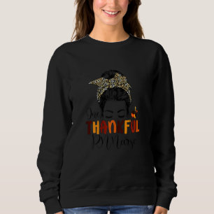 Womens One Thankful RN Nurse Messy Bun Leopard Tha Sweatshirt