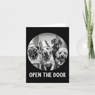 Womens Open The Door Zombie Dogs Funny Halloween Card