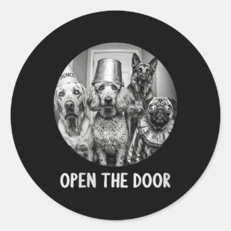 Womens Open The Door Zombie Dogs Funny Halloween Classic Round Sticker