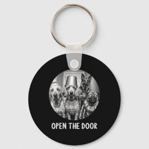 Womens Open The Door Zombie Dogs Funny Halloween Key Ring