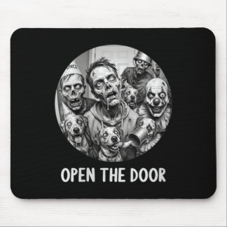 Womens Open The Door Zombie Dogs Funny Halloween Mouse Pad