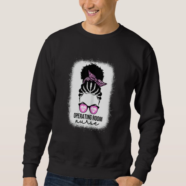 Womens Operating Room Nurse Black Afro Women OR Nu Sweatshirt (Front)