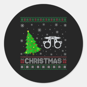 Womens Optometry Xmas Tree Lighting Ugly Christmas Classic Round Sticker