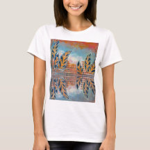 Women's orange/blue Fantasy abstract landscape 