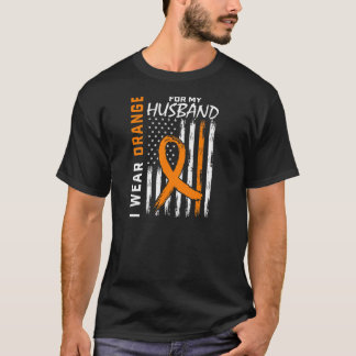 Womens Orange For My Husband Multiple Sclerosis Aw T-Shirt