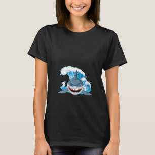 Womens orca plush shark shark women shark mouth V T-Shirt