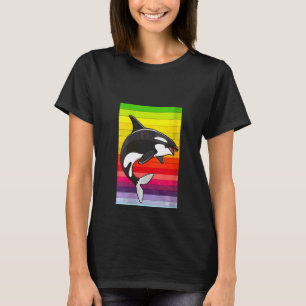 Womens Orca Whale Vintage 80s Retro V Neck T-Shirt
