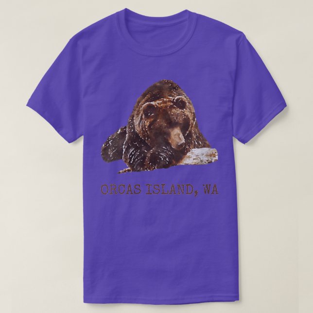 Womens Orcas Island Brown Grizzly Bear In Snow Was T-Shirt (Design Front)
