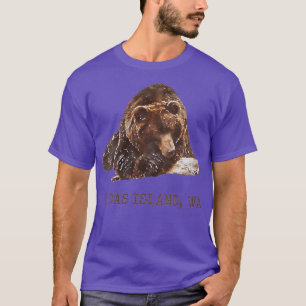 Womens Orcas Island Brown Grizzly Bear In Snow Was T-Shirt