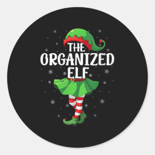 Womens Organized Elf Christmas Girls Women Elf Squ Classic Round Sticker
