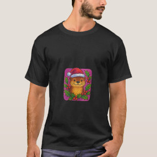 Womens Otter Wearing a Santa Hat Christmas Winter  T-Shirt