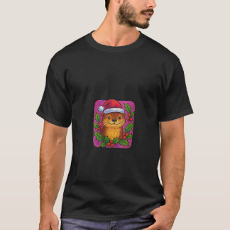 Womens Otter Wearing a Santa Hat Christmas Winter  T-Shirt