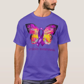 Womens Overdose Awareness Purple Ribbon Butterfly T-Shirt