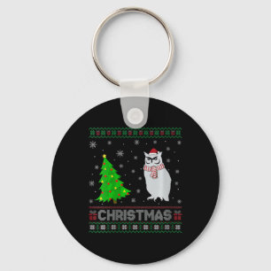Womens Owl Xmas Tree Lighting Ugly Christmas Sweat Key Ring
