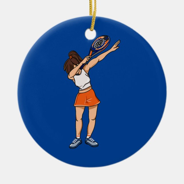 Womens Padel Tennis Dabbing Padel Girl With Ceramic Ornament (Front)