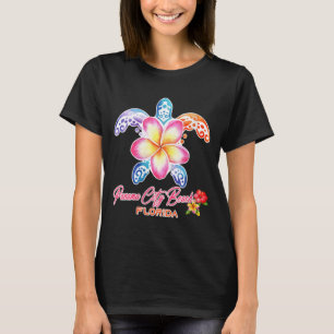 Womens Panama City Beach Sea Turtle Plumeria T-Shirt